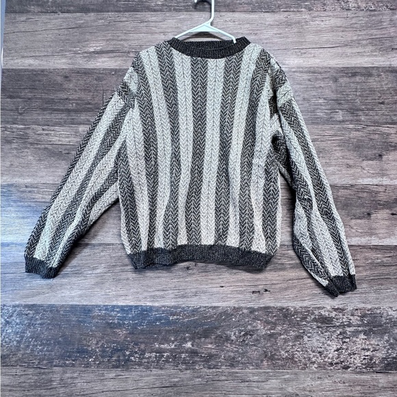 Liberty Crewneck Sweater Black and Cream Striped - Picture 1 of 7